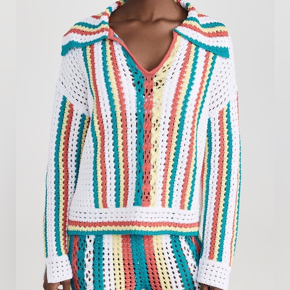 Solid & Striped The Lola Pullover Crochet Long Sleeved Split Cuffs NWT Small - Picture 1 of 13